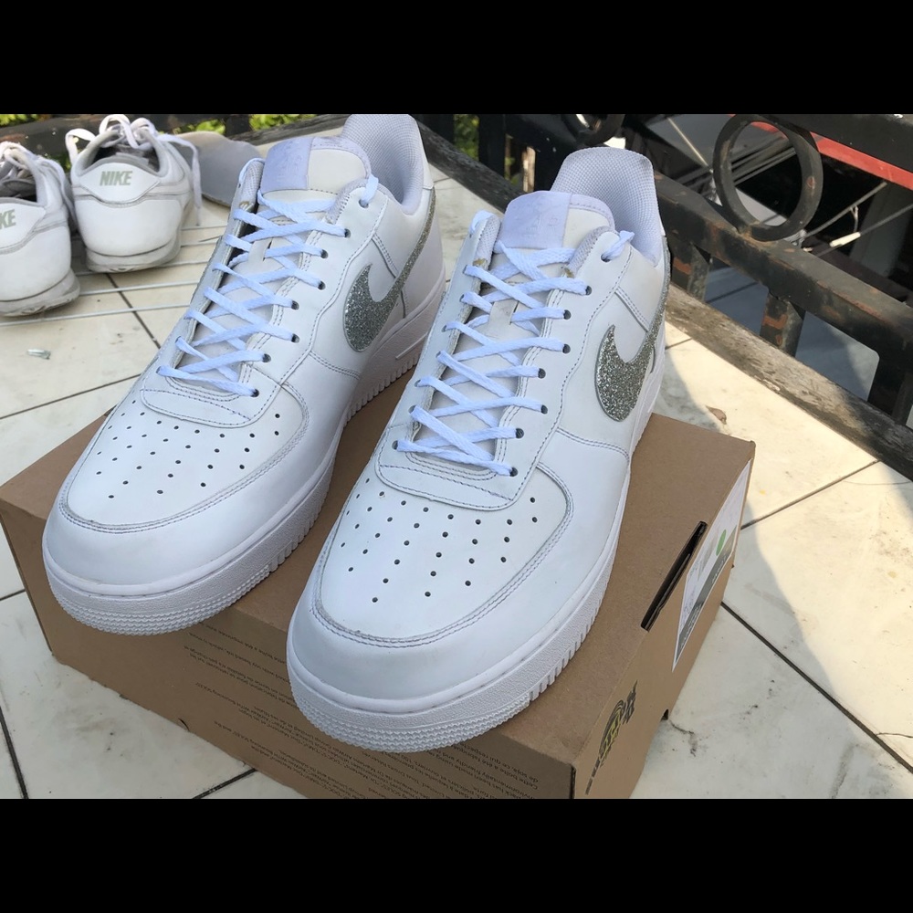 Nike Custom Glitter Swoosh White AF1 Size 14